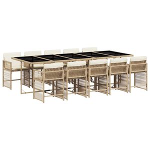 vidaXL Ensemble &agrave; manger de jardin et coussins 11 pcs beige poly rotin