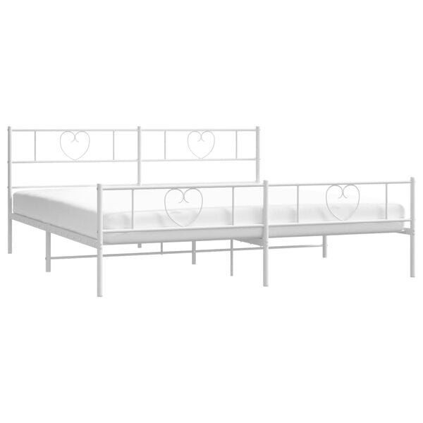 vidaXL Cadre de lit m&eacute;tal sans matelas et pied de lit blanc 200x200 cm