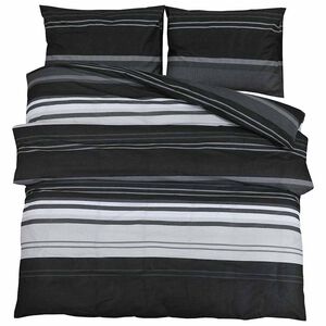 vidaXL Ensemble de housse de couette rayures noires 140x200 cm coton