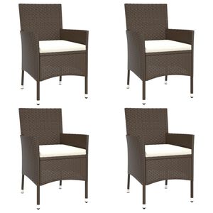 vidaXL Chaises de jardin avec coussins 4 pi&egrave;ces en polyrotin marron (Royaume-Uni, Irlande, Finlande et Norv&egrave;ge uniquement)