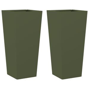 vidaXL Jardini&egrave;res 2 pcs vert olive 35x35x75 cm acier