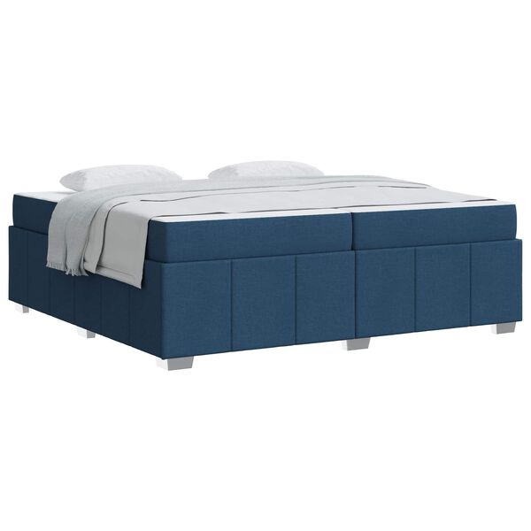 vidaXL Cadre de lit avec matelas Bleu 200 x 200 cm tissu