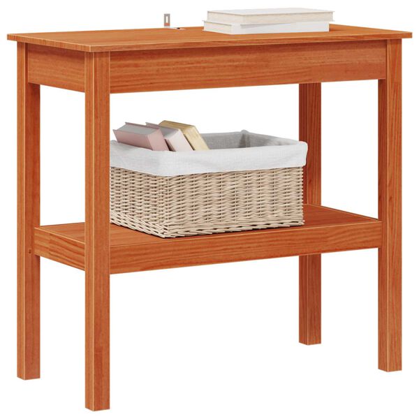 vidaXL Table console avec &eacute;tag&egrave;re Brun Cir&eacute; 80 x 40 x 75 cm Pin massif