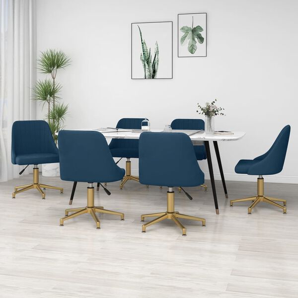 vidaXL Chaises pivotantes &agrave; manger lot de 6 bleu velours