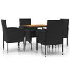 vidaXL Ensemble &agrave; manger d'ext&eacute;rieur 5 pcs R&eacute;sine tress&eacute;e Noir