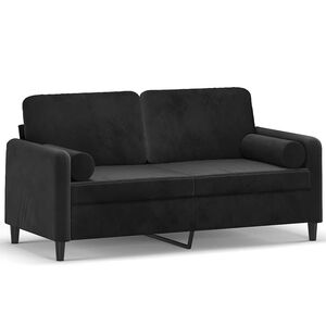 vidaXL Canap&eacute; 2 places avec oreillers d&eacute;coratifs noir 140 cm velours