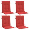 vidaXL Coussins de chaise de jardin à dossier bas lot de 4 rouge
