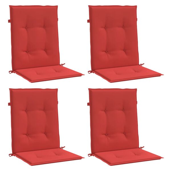 vidaXL Coussins de chaise de jardin à dossier bas lot de 4 rouge