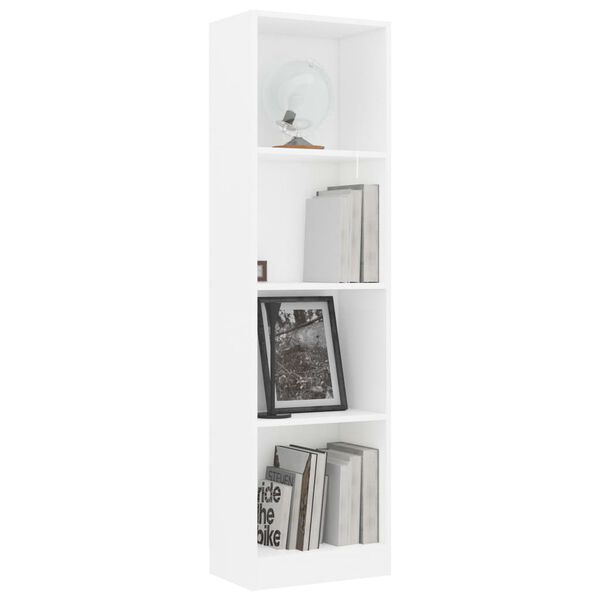 vidaXL Biblioth&egrave;que &agrave; 4 niveaux Blanc 40x24x142 cm Bois d'ing&eacute;nierie