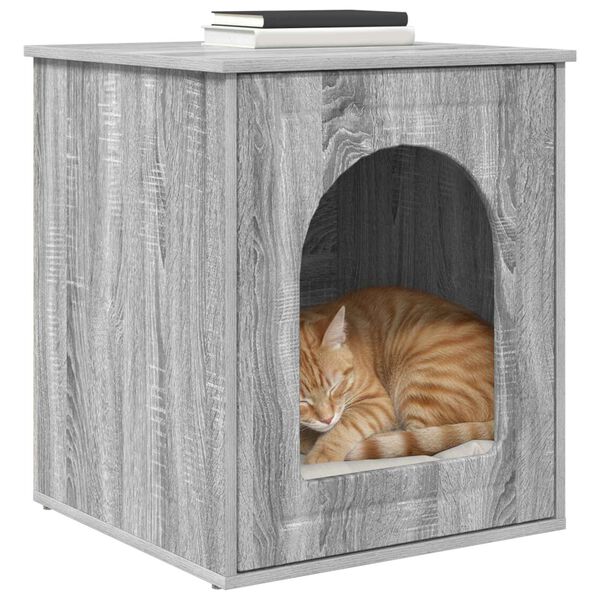 vidaXL Maison pour chat Gris Sonoma 53 x 52 x 62 cm Bois d'ing&eacute;nierie