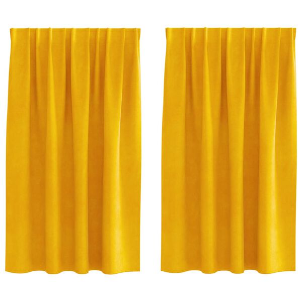 vidaXL Rideaux occultants 2 pcs Jaune moutarde 140 x 140 cm Velours