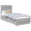 vidaXL Cadre de lit avec tiroir Sonoma Gris et Argent 75 x 190 cm