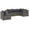 vidaXL Salon de jardin 5 pcs avec coussins Gris R&eacute;sine tress&eacute;e