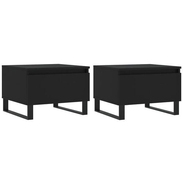 vidaXL Tables basses 2 pcs noir 50x46x35 cm bois d'ing&eacute;nierie