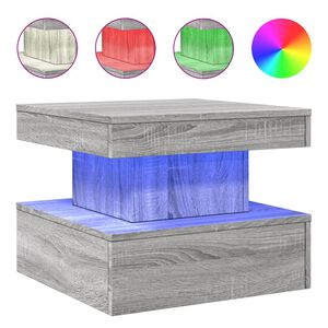 vidaXL Table basse avec lumi&egrave;res LED sonoma gris 50x50x40 cm