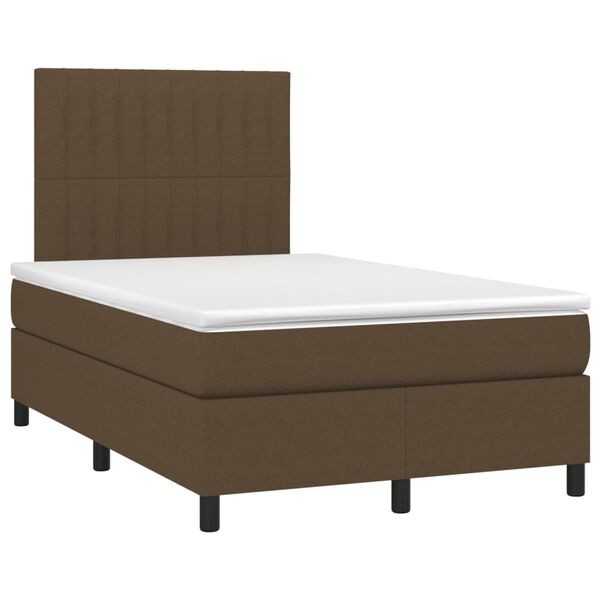 vidaXL Sommier &agrave; lattes de lit matelas et LED Marron fonc&eacute; 120x200 cm