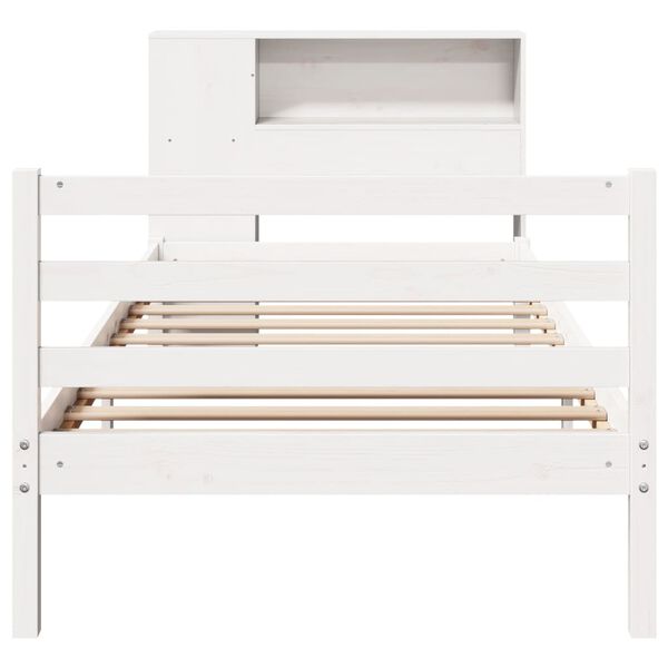 vidaXL Lit biblioth&egrave;que sans matelas blanc 90x200cm bois de pin massif