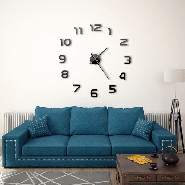 vidaXL Horloge murale 3D Design moderne 100 cm XXL Noir