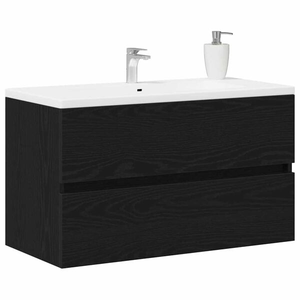 vidaXL Meuble de Lavabo de Salle de Bain Ch&ecirc;ne noir 80 x 38,5 x 45 cm