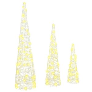 vidaXL Sapin de No&euml;l 3 pc 90 LED Blanc chaud 20 x 20 x 80 cm Acrylique