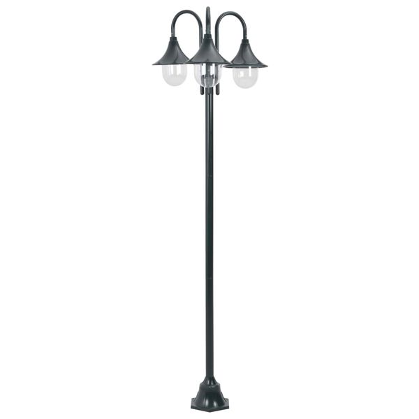 vidaXL Lampadaire de jardin E27 220cm Aluminium 3 lanternes Vert foncé