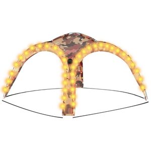 vidaXL Tente de r&eacute;ception avec LED et 4 parois 3,6x3,6x2,3m Camouflage