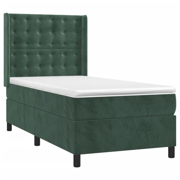vidaXL Sommier &agrave; lattes de lit avec matelas Vert fonc&eacute; 90x190 cm