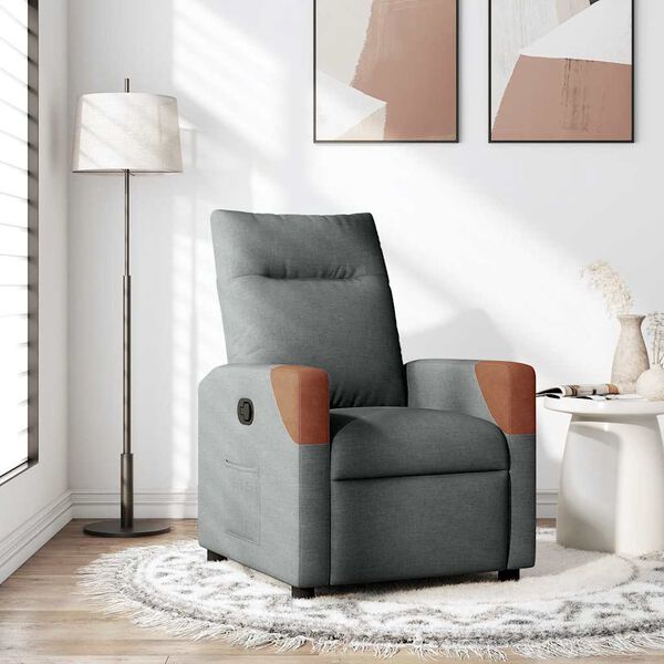 vidaXL Fauteuil inclinable en tissu gris fonc&eacute;
