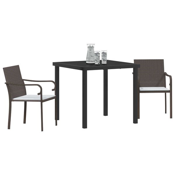 vidaXL Ensemble de salle &agrave; manger pour jardin 3 pcs Marron et Noir