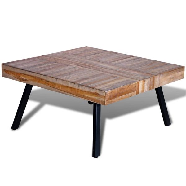 vidaXL Table basse carrée Bois de teck de récupération