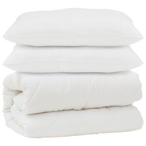 vidaXL Couette avec oreiller 3 pc Blanc Microfibre