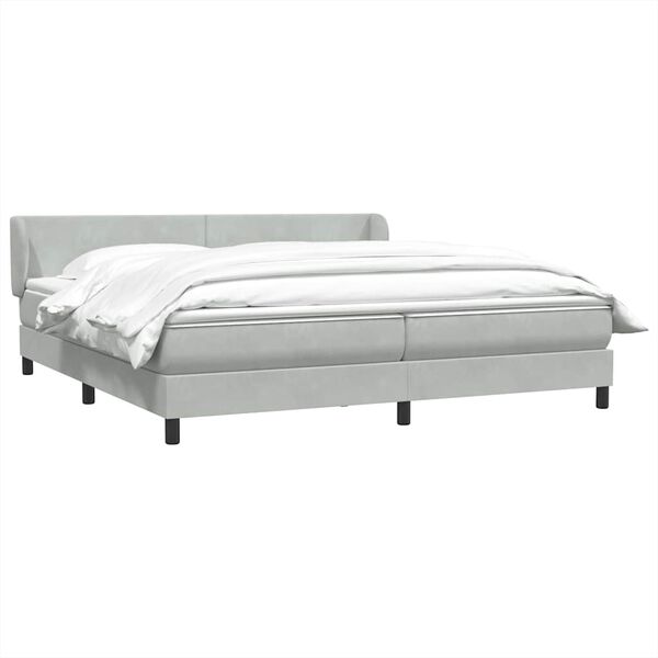 vidaXL Sommier &agrave; lattes de lit et matelas gris clair 180x210cm velours