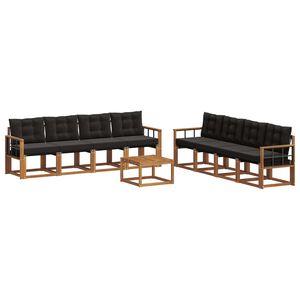 vidaXL Ensemble de canap&eacute;s d'ext&eacute;rieur 9 pc Naturel et Noir