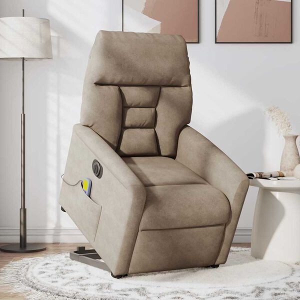 vidaXL Fauteuil inclinable de massage &eacute;lectrique taupe