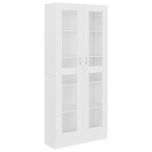 vidaXL Armoire &agrave; vitrine Blanc 82,5x30,5x185 cm Bois d'ing&eacute;nierie