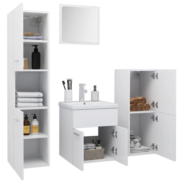vidaXL Ensemble de meubles de salle de bain Blanc Agglom&eacute;r&eacute;