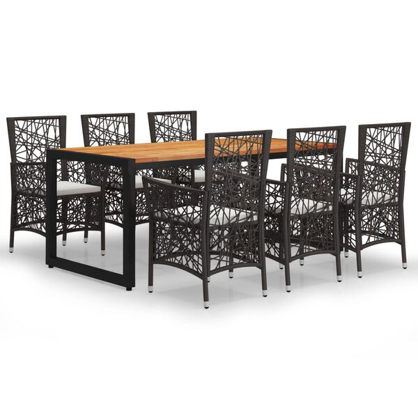 vidaXL Ensemble &agrave; manger de jardin 7 pcs Marron