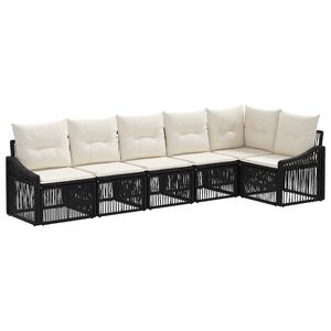 vidaXL Ensemble de canap&eacute; de jardin 6 pc Noir polyrotin