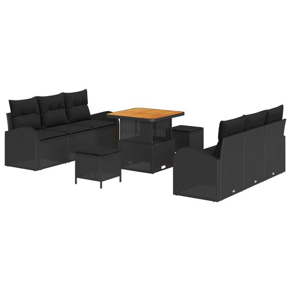 vidaXL Ensemble de canapé de jardin avec coussin 9 pcs Noir