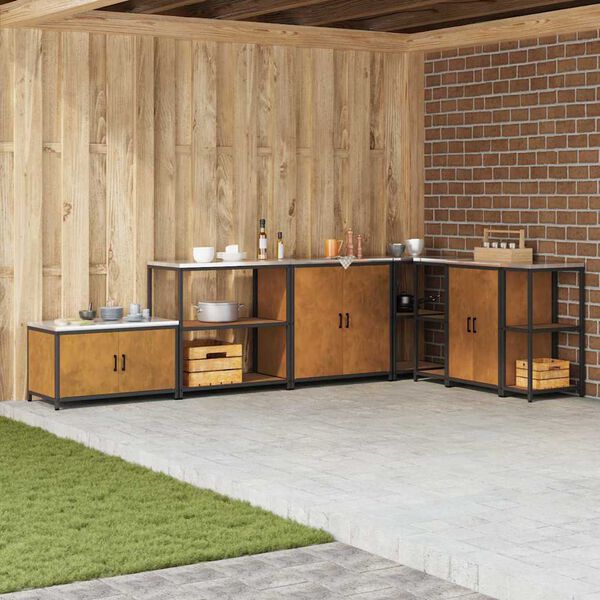 vidaXL Rangement de cuisine avec &eacute;tag&egrave;re Rouill&eacute; 60 x 50 x 92 cm Acier