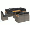 vidaXL Salon de jardin 9 pcs avec coussins gris r&eacute;sine tress&eacute;e