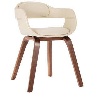 vidaXL Chaise de salle &agrave; manger Blanc Bois courb&eacute; et similicuir