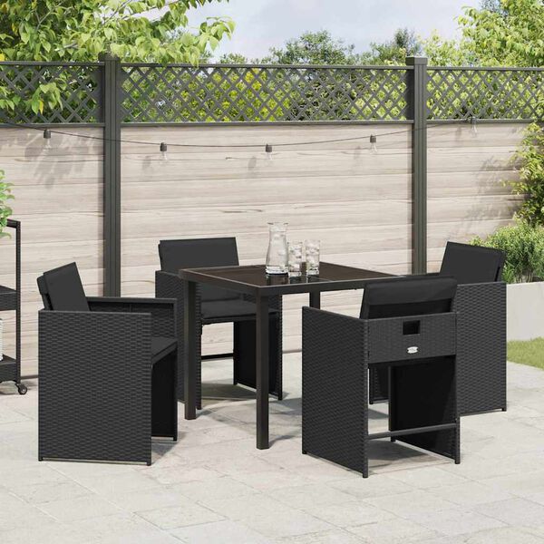 vidaXL Ensemble de salle &agrave; manger pour jardin 5 pcs Noir polyrotin