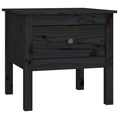 vidaXL Table d'appoint Noir 50x50x49 cm Bois massif de pin