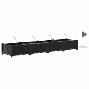 vidaXL Cache-pot de jardin 4 pc Noir 160 x 40 x 22 cm PP