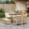 vidaXL Ensemble &agrave; manger de jardin et coussins 9 pcs beige Poly rotin