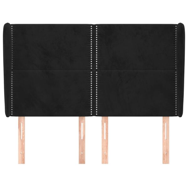 vidaXL T&ecirc;te de lit avec oreilles Noir 147x23x118/128 cm Velours