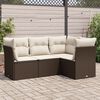 vidaXL Salon de jardin 4 pcs avec coussins marron r&eacute;sine tress&eacute;e