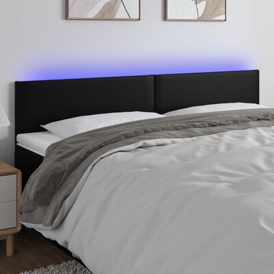 vidaXL Tête de lit à LED Noir 200x5x78/88 cm Similicuir