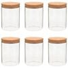 vidaXL 6 pcs Pots de conservation en verre et couvercle en li&egrave;ge 650ml